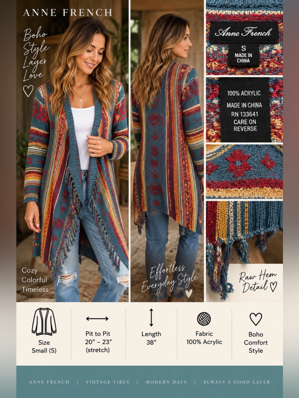 Anne French Southwestern Cardigan